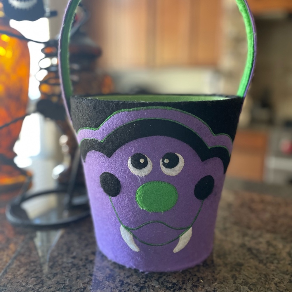 Pottery Barn Kids Purple Monster Halloween Bucket